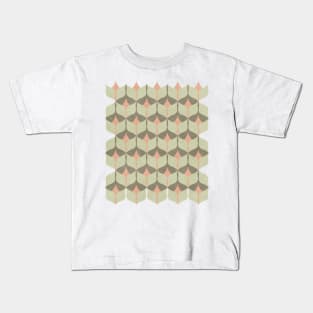 Geometric Pattern Green Orange Brown Kids T-Shirt